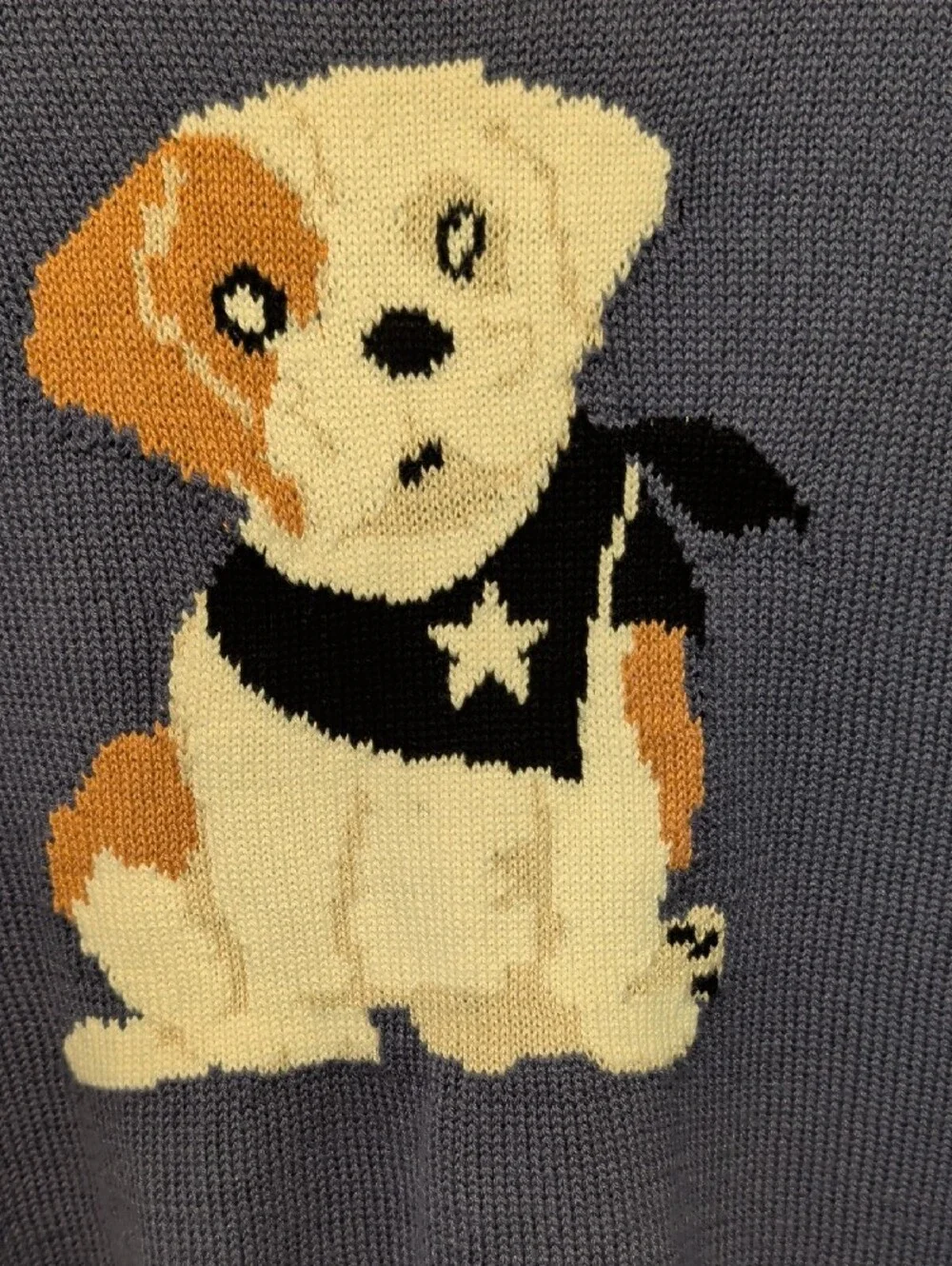 No Comment Navy Dog Knit Sweater - Cute Puppy Design